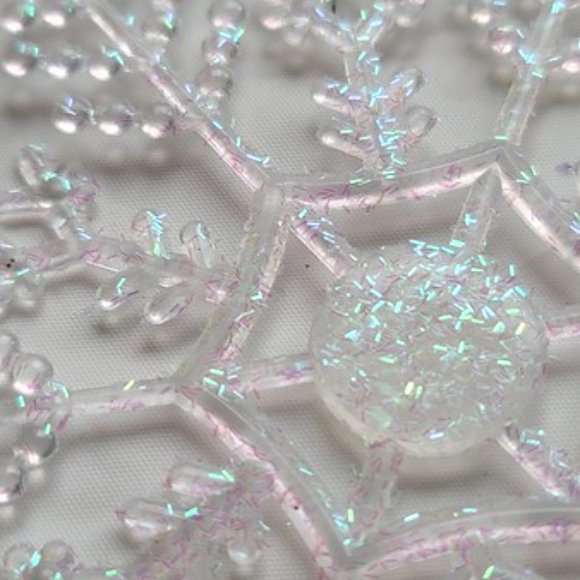 10 Large 3-1/2" Special Edition Pink Snowflake Christmas Tree Ornaments - Picture 8 of 12